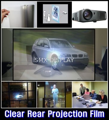 คุณภาพ 1.52x5 Meter transparent projection film , Holographic Rear Projection screen foil โรงงาน