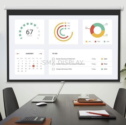 คุณภาพ หน้าจอโปรเจ็กเตอร์แบบดึงลงพร้อมล็อคอัตโนมัติ 16:9 120 นิ้ว โรงงาน