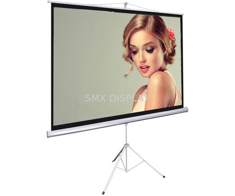 คุณภาพ Matte White Tripod Projection Screen Stand / Floor Pull Up Movie Theater Screen โรงงาน