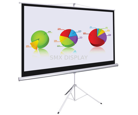 คุณภาพ 84" tripod portable projector screen Stand With Black , Matte White Fabric โรงงาน