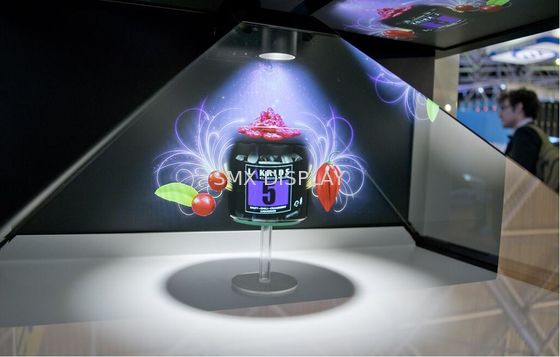 คุณภาพ High Resolution holographic pyramids / Hologram Display Showcase For Trade Show โรงงาน