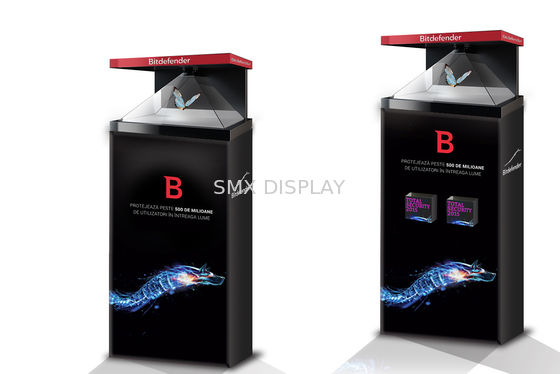 คุณภาพ AC110V Glass 3D Holographic Display พีระมิดโฮโลแกรม 3D Showcase HDMI VGA โรงงาน