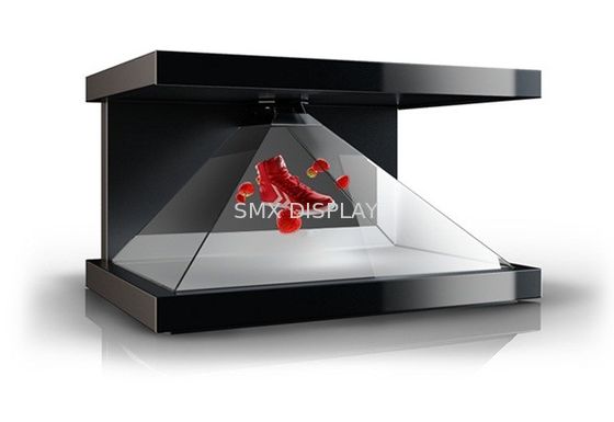 คุณภาพ 3 Faces Hologram Pyramid Showcase Holographic 3D Display Shopping Mall โรงงาน