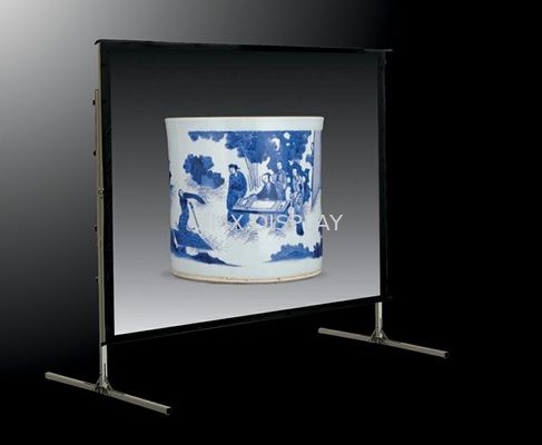 คุณภาพ หน้าจอโปรเจคเตอร์ขนาด 120 นิ้วแบบพับได้แบบรวดเร็วสำหรับกิจกรรมในร่ม / กลางแจ้ง โรงงาน