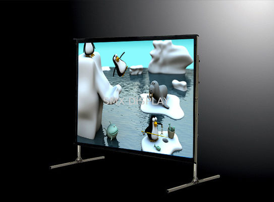 คุณภาพ หน้าจอโปรเจคเตอร์แบบพกพาขนาด 200 นิ้วหน้าจอแบบพับได้อย่างรวดเร็วมีหน้าขาว / เทาด้านหลัง โรงงาน