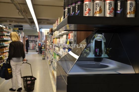 คุณภาพ 270 องศา 22 นิ้ว 3D Holographic Projection Pyramid Display สำหรับการโฆษณา โรงงาน